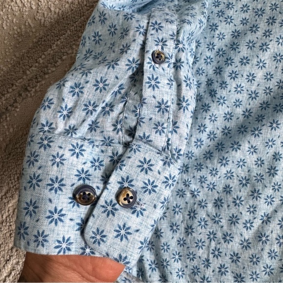 Johnnie-O Montage long sleep button front shirt Gulf Blue Top Shelf XL - Picture 2 of 9